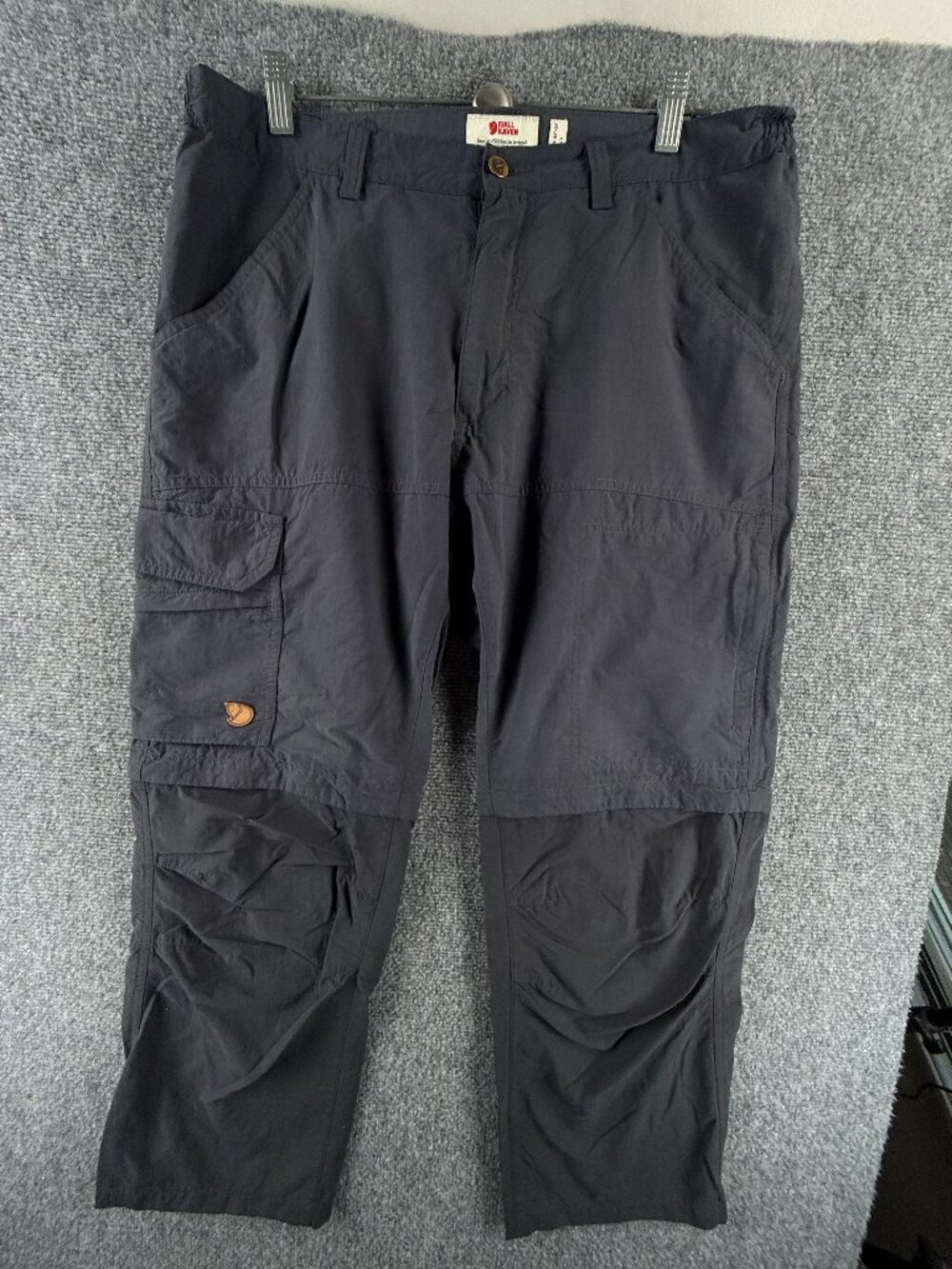 Fjallraven Zip Off Convertible Hiking Men Outdoors Logo Pants Gray ACTL 35x28